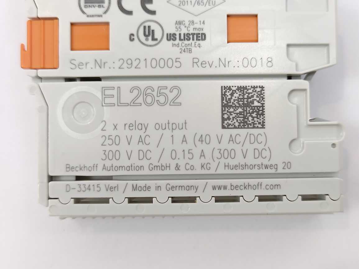 Beckhoff EL2652 Rev. 18 EtherCAT Terminal, 2-channel relay output