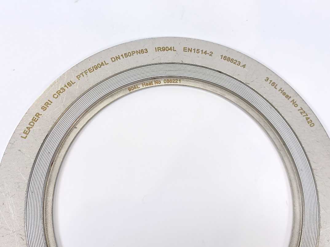 LEADER SRI 316L PTFE/904L DN150PN63 IR904L EN1514-2 Spiral Wound Gasket 7 Pcs.