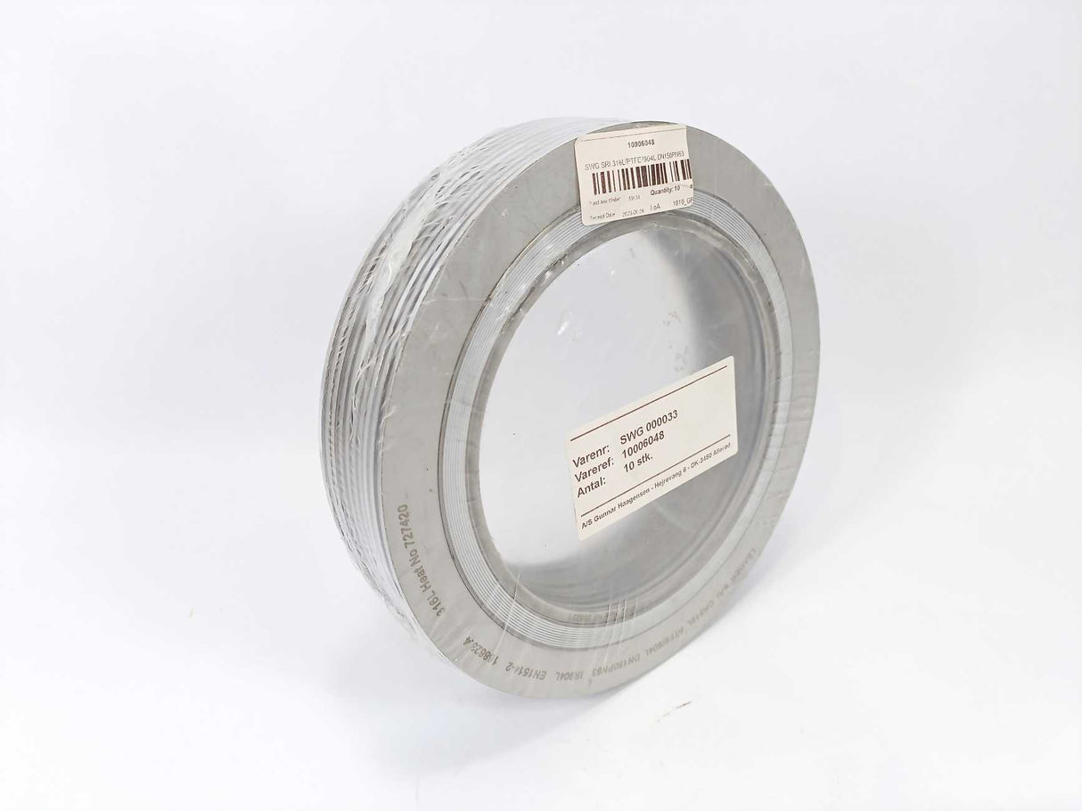 LEADER SRI 316L PTFE/904L DN150PN63 IR904L EN1514-2 Spiral Wound Gasket 10 Pcs.