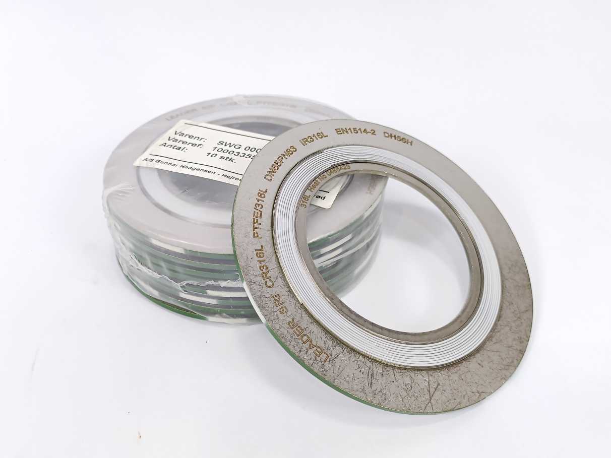 LEADER SRI CR316L PTFE/316L DN65PN63 DH56H Spiral Wound Gasket 9pcs.
