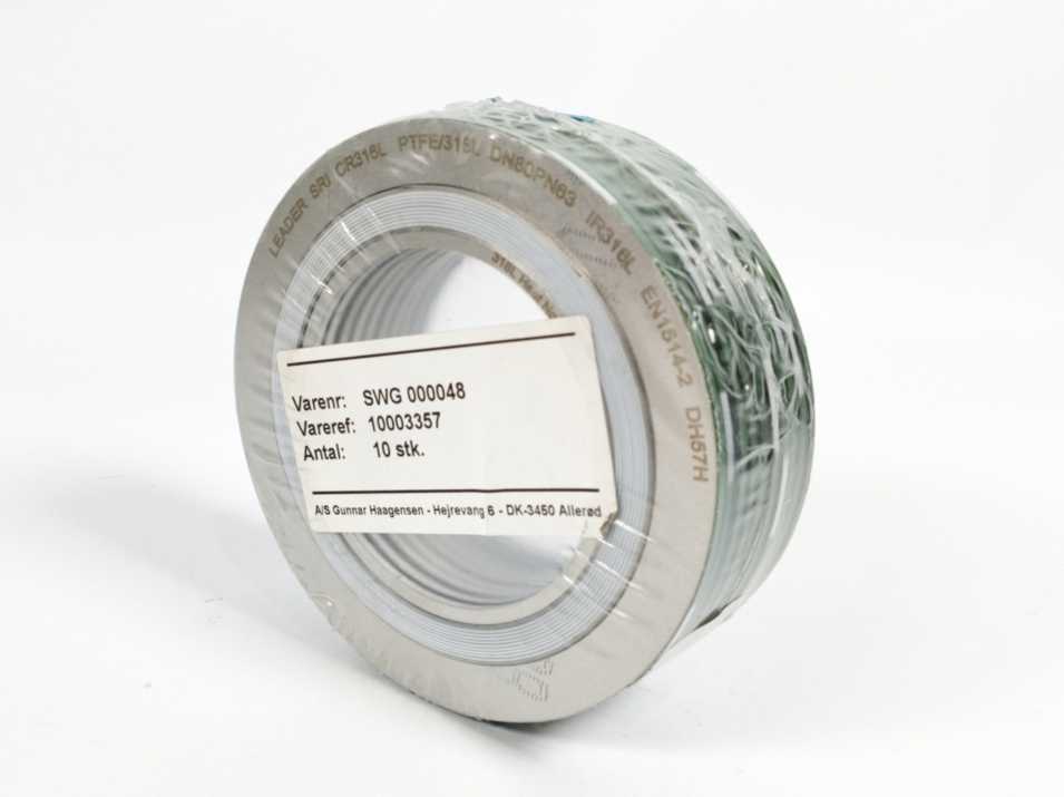 LEADER SRI CR316L PTFE/316L DN80PN63 DH57H Spiral Wound Gasket 10 Pcs.