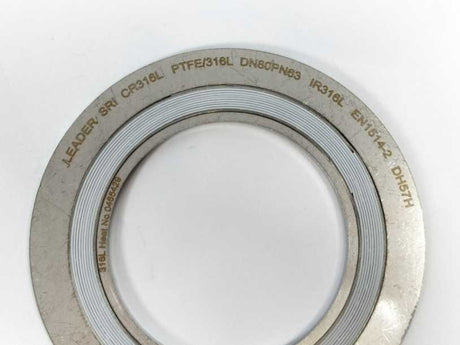 LEADER SRI CR316L PTFE/316L DN80PN63 DH57H Spiral Wound Gasket 6 Pcs.