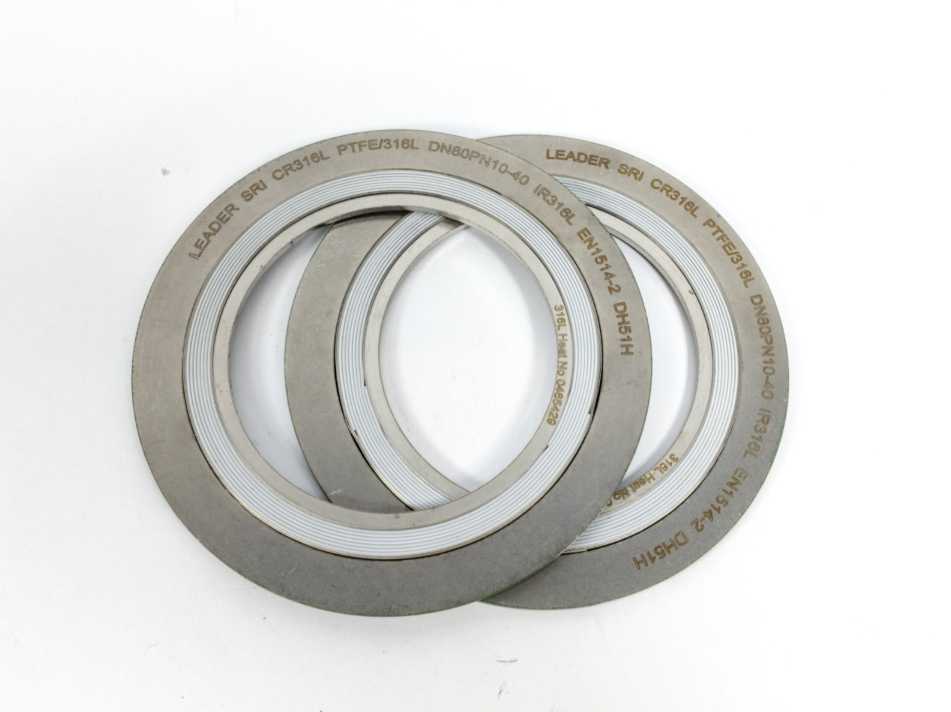 LEADER SRI CR316L PTFE/316L DN80PN10-40 DH51H Spiral Wound Gasket 2 Pcs.