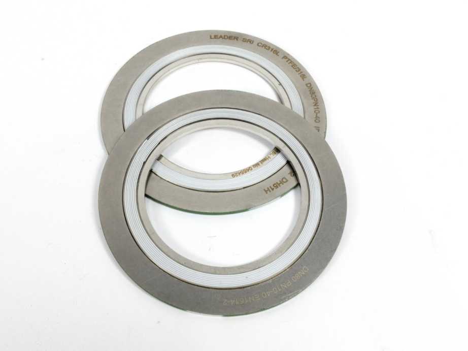 LEADER SRI CR316L PTFE/316L DN80PN10-40 DH51H Spiral Wound Gasket 2 Pcs.