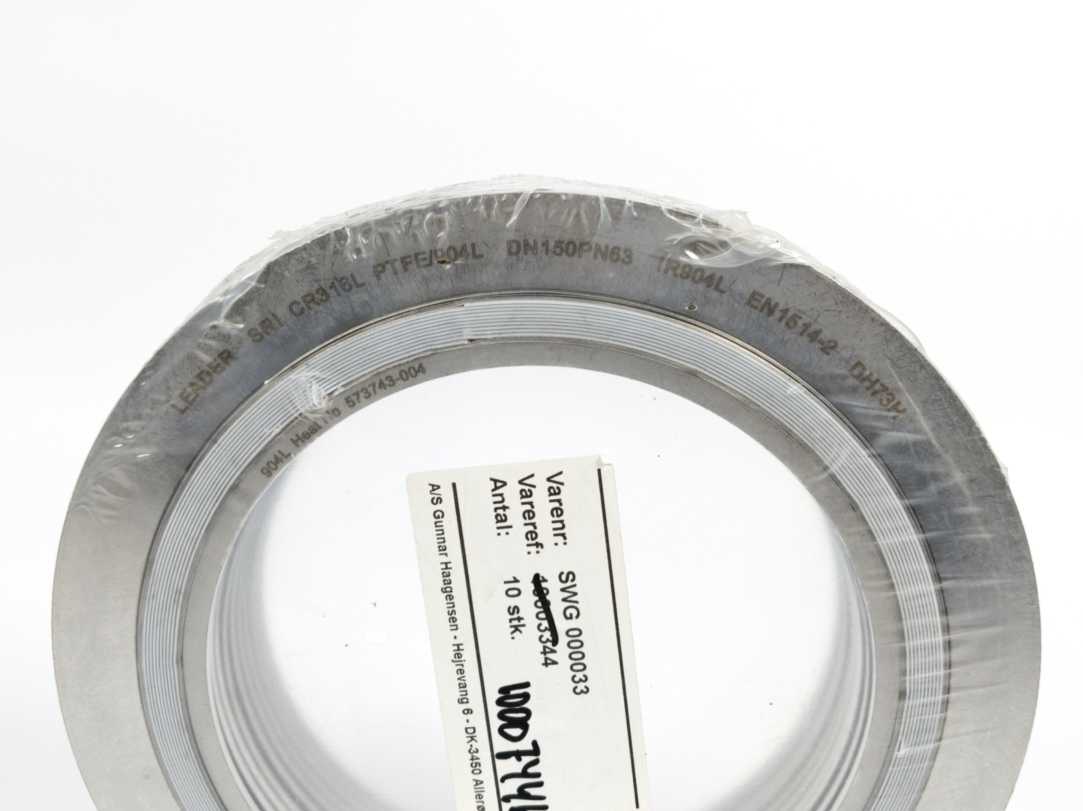 LEADER SRI CR316L PTFE/904L DN150PN63 DH73H Spiral Wound Gasket 10 Pcs.