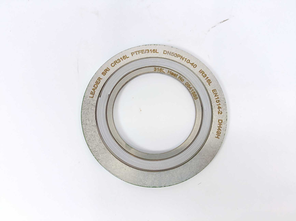 LEADER SRI CR316L PTFE/316L DN50PN10-40 DH49H Spiral Wound Gasket 6Pcs.