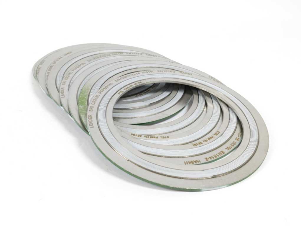 LEADER SRI CR316L PTFE/316L DN125PN10-16 HA54H Spiral Wound Gasket 10 Pcs.