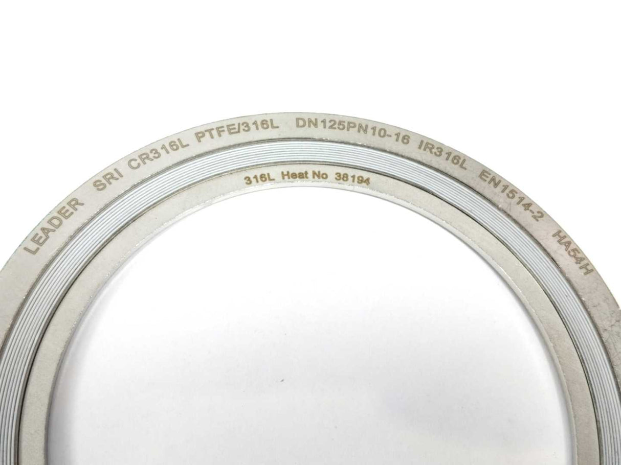 LEADER SRI CR316L PTFE/316L DN125PN10-16 HA54H Spiral Wound Gasket 10 Pcs.