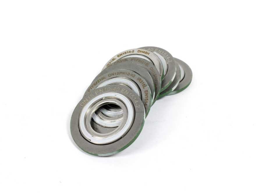 LEADER SRI CR316L PTFE/316L DN15PN10-40 DH45H Spiral Wound Gasket 8Pcs.