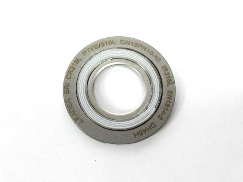 LEADER SRI CR316L PTFE/316L DN15PN10-40 DH45H Spiral Wound Gasket 8Pcs.