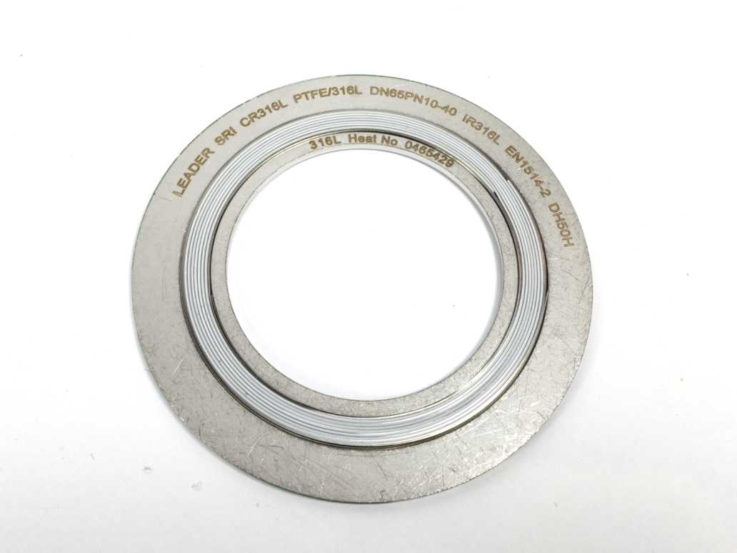 LEADER SRI CR316L PTFE/316L DN65PN10-40 DH50H Spiral Wound Gasket 3 Pcs.