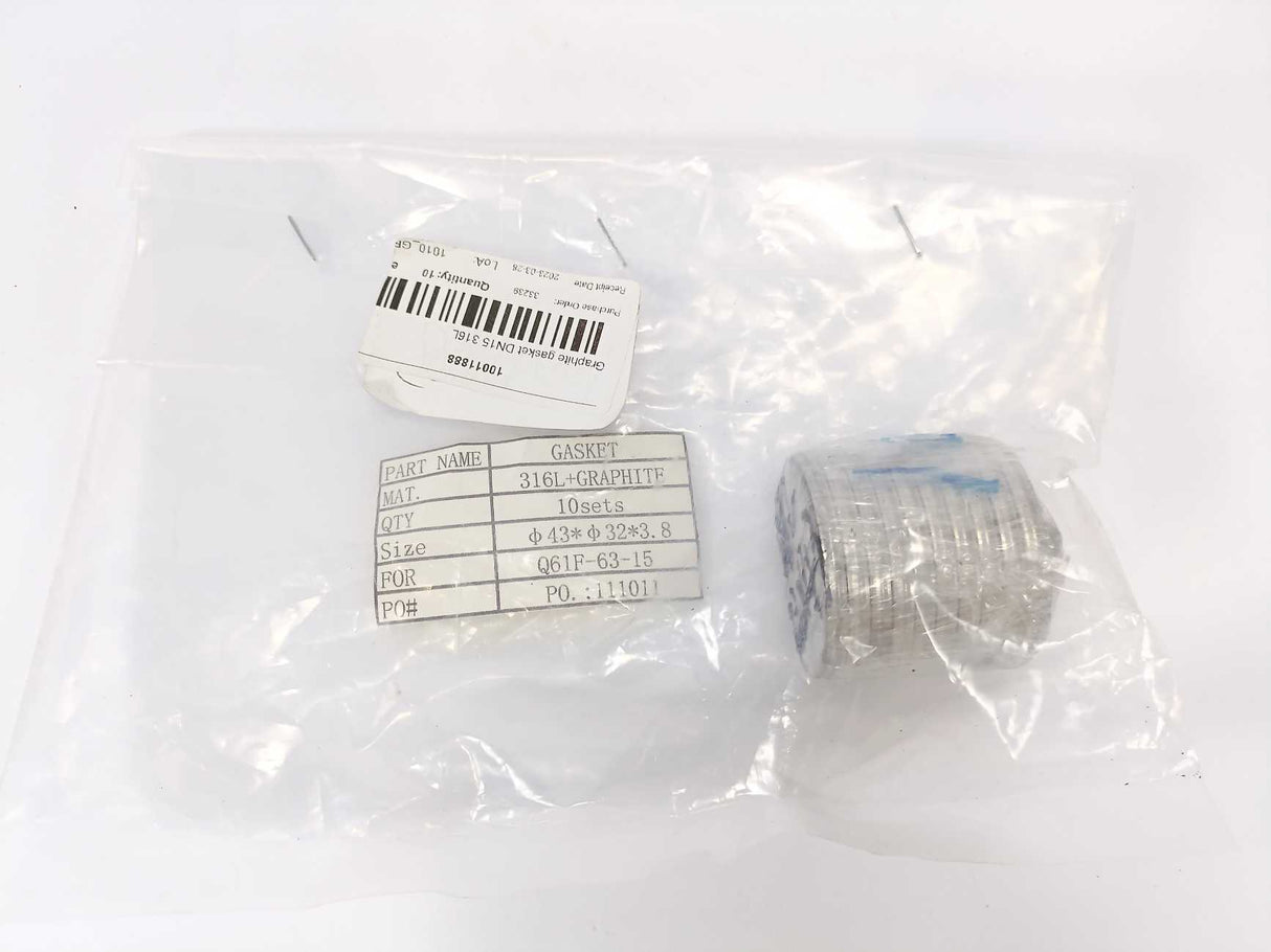 DN15 316L Graphite Spiral Wound Gasket 10 Pcs.