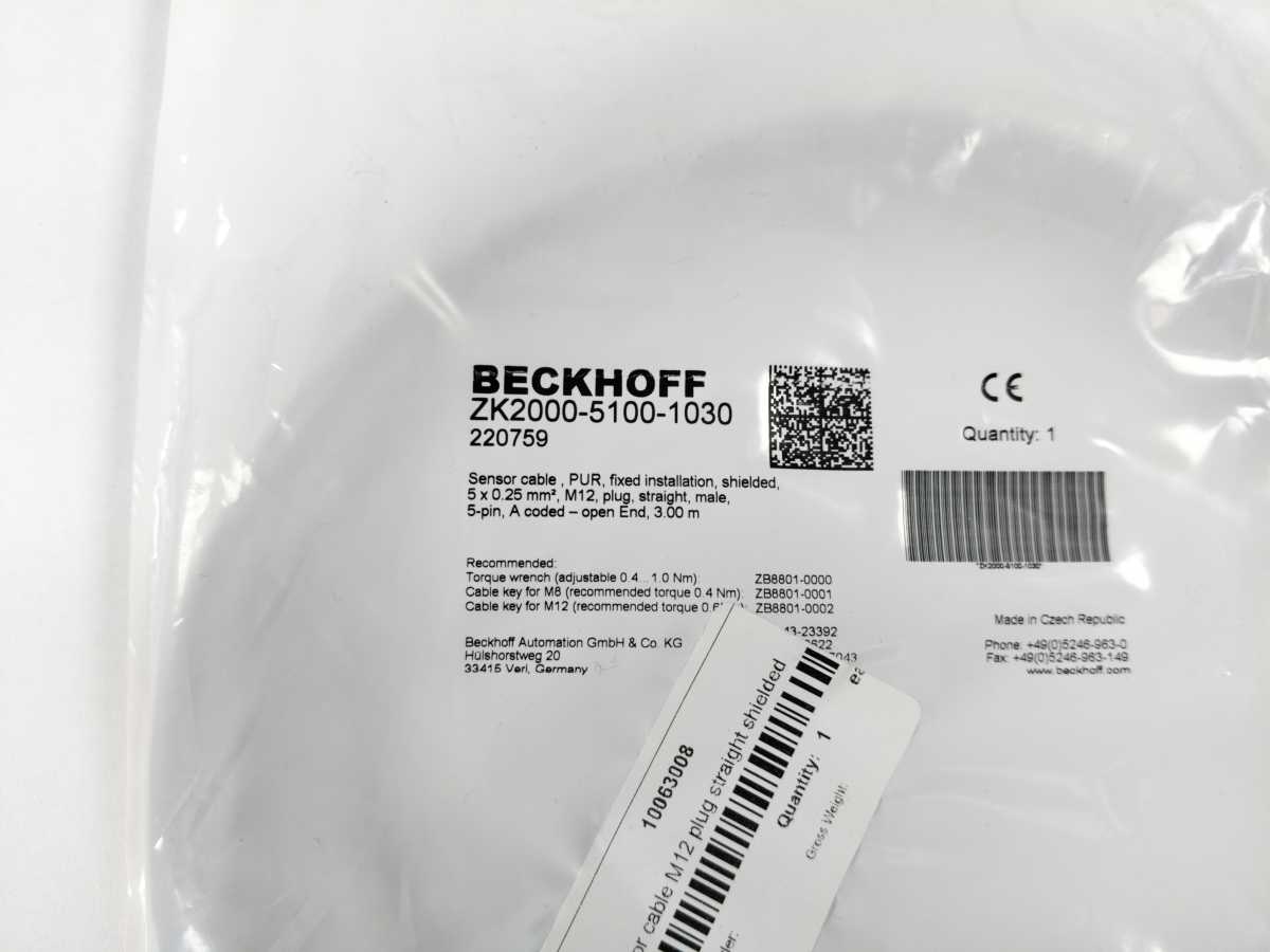 Beckhoff ZK2000-5100-1030 Sensor Cable PUR M12 3mts.