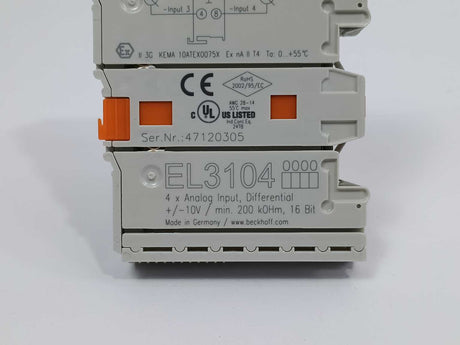 Beckhoff EL3104 4x analog input, Differential +/-10V / min. 200 k0Hm