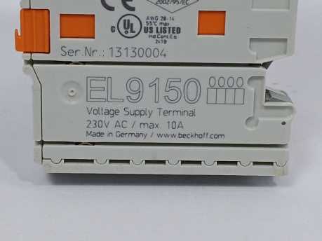Beckhoff EL9150 Voltage Supply Terminal, 230V AC / max. 10A