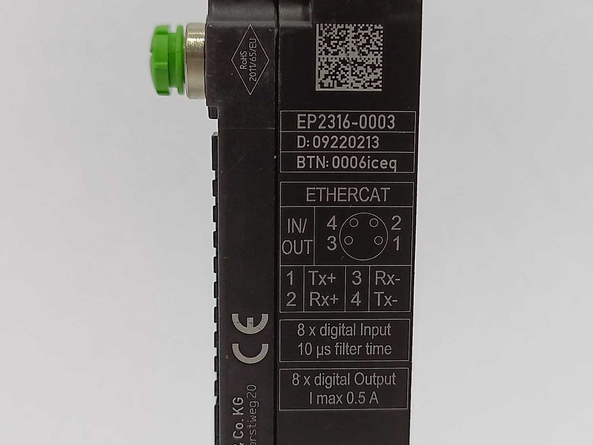 Beckhoff EP2316-0003 EtherCAT Box 8 Channel Input & 8 Channel Output Module