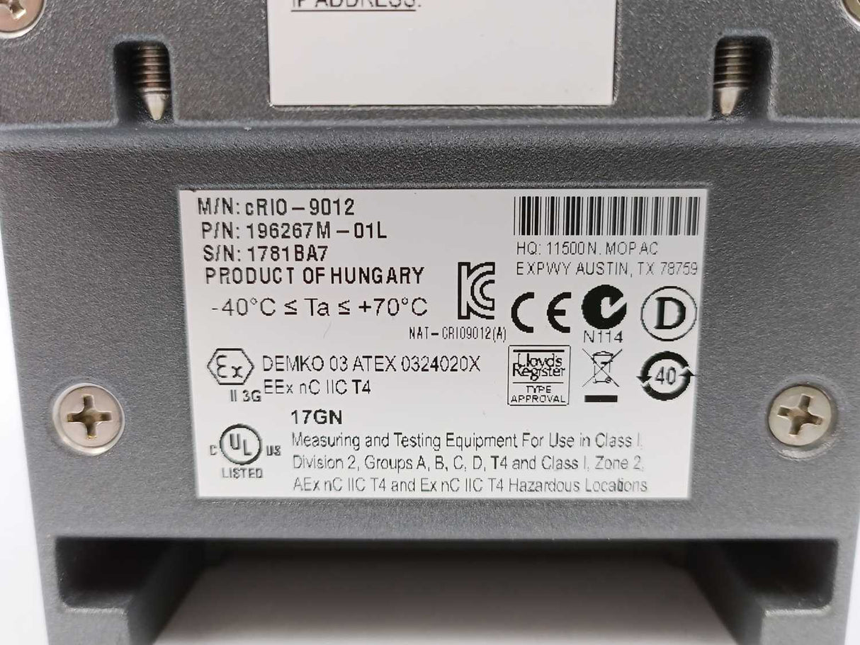 National Instruments 196267M-01L NI cRIO-9012, Real-Time Controller