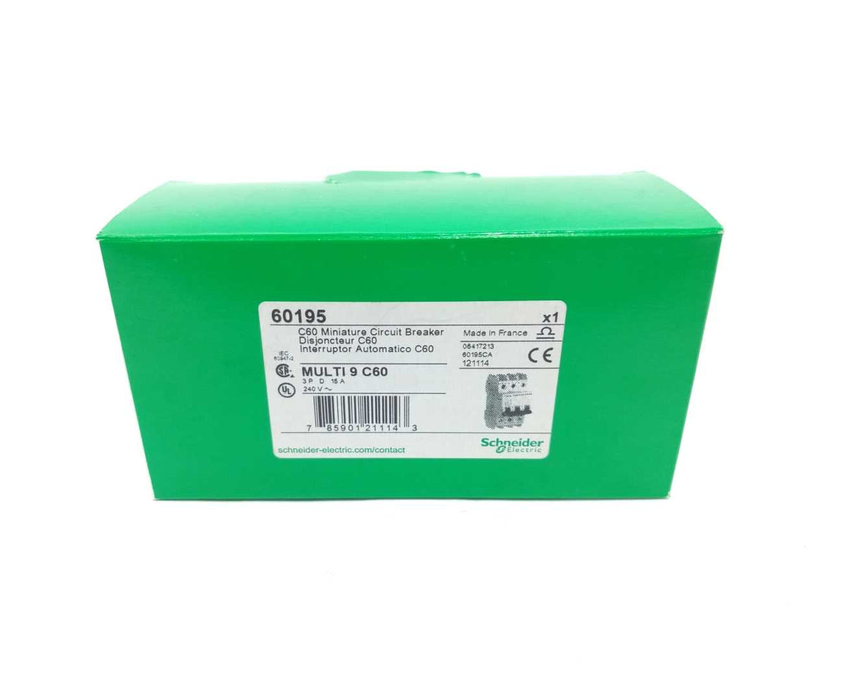 Schneider Electric 60195 C60 Miniature Circuit Breaker 3P - 15A - D Curve