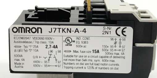 OMRON J7TKN-A-4 Thermal Overload Relay 2,7-