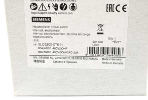 Siemens 3LD5200-0TK11 SENTRON 3LD5 switch disconnector UL