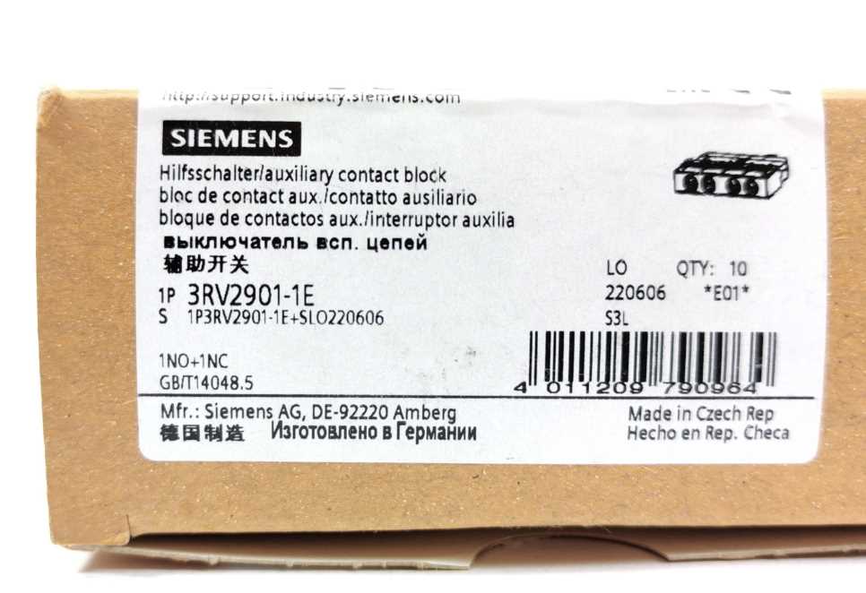Siemens 3RV2901-1E Auxiliary Switch Transverse 8pcs