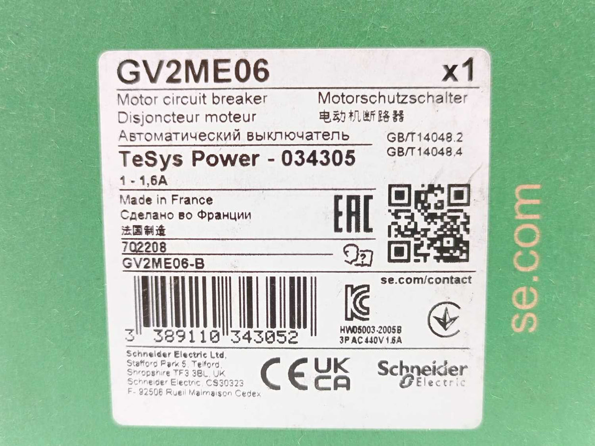 Shneider Electric GV2ME06 Motor Circuit Breaker