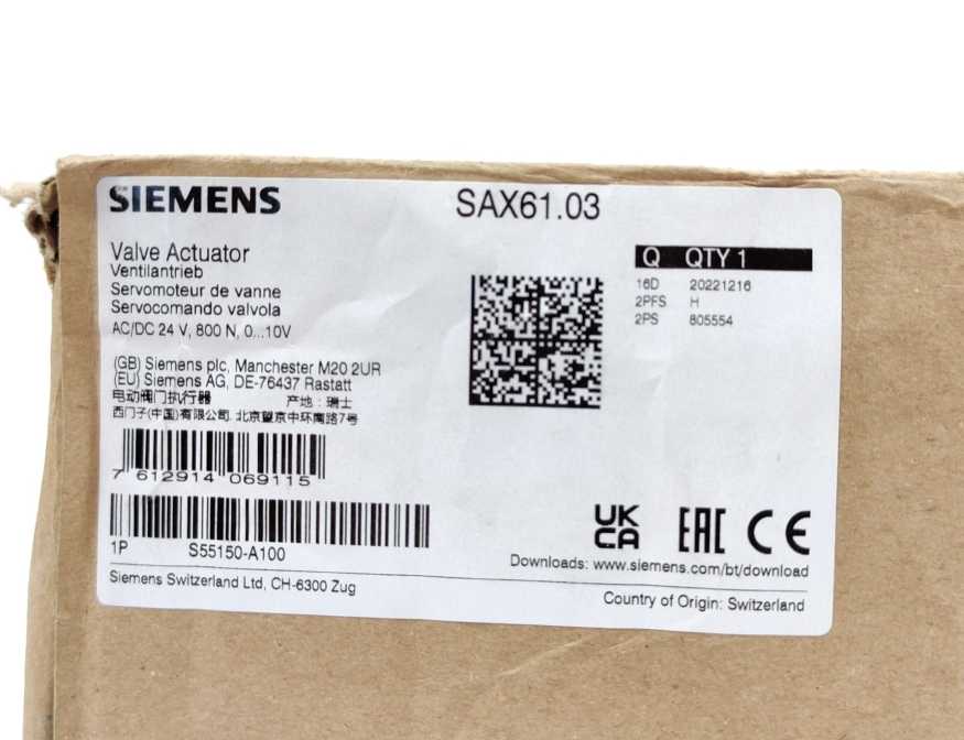 Siemens S55150-A100 SAX61.03 Electromotoric Actuator