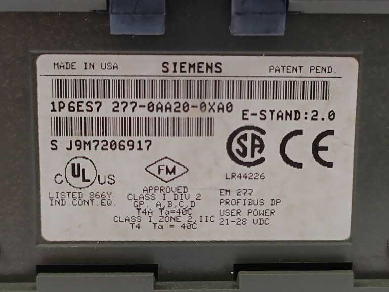 Siemens 6ES7277-0AA20-0XA0 EM 277 Profibus-DP