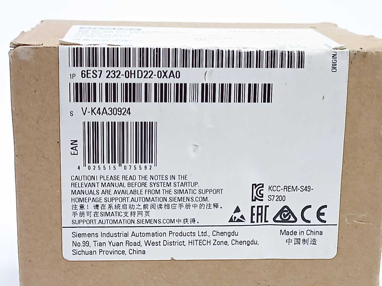 Siemens 6ES7232-0HD22-0XA0 SIMATIC S7-200, analog output module EM 232