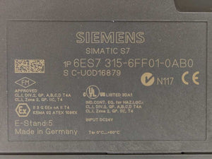 Siemens 6ES7315-6FF01-0AB0 Simatic S7-300 CPU315F-2 DP