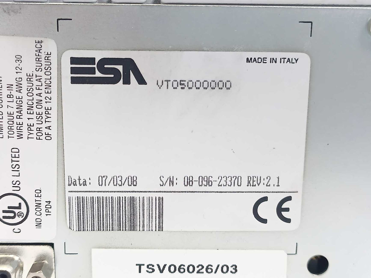 ESA VT05000000 VT50 Operator Panel