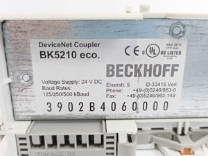 Beckhoff BK5210 Bus Coupler for DeviceNet 256 I/O