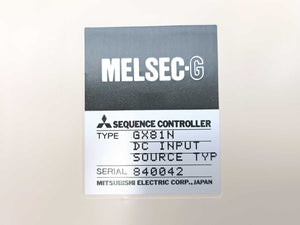 Mitsubishi GX81N MELSEC-G DC Input Source Typ Sequence Controller