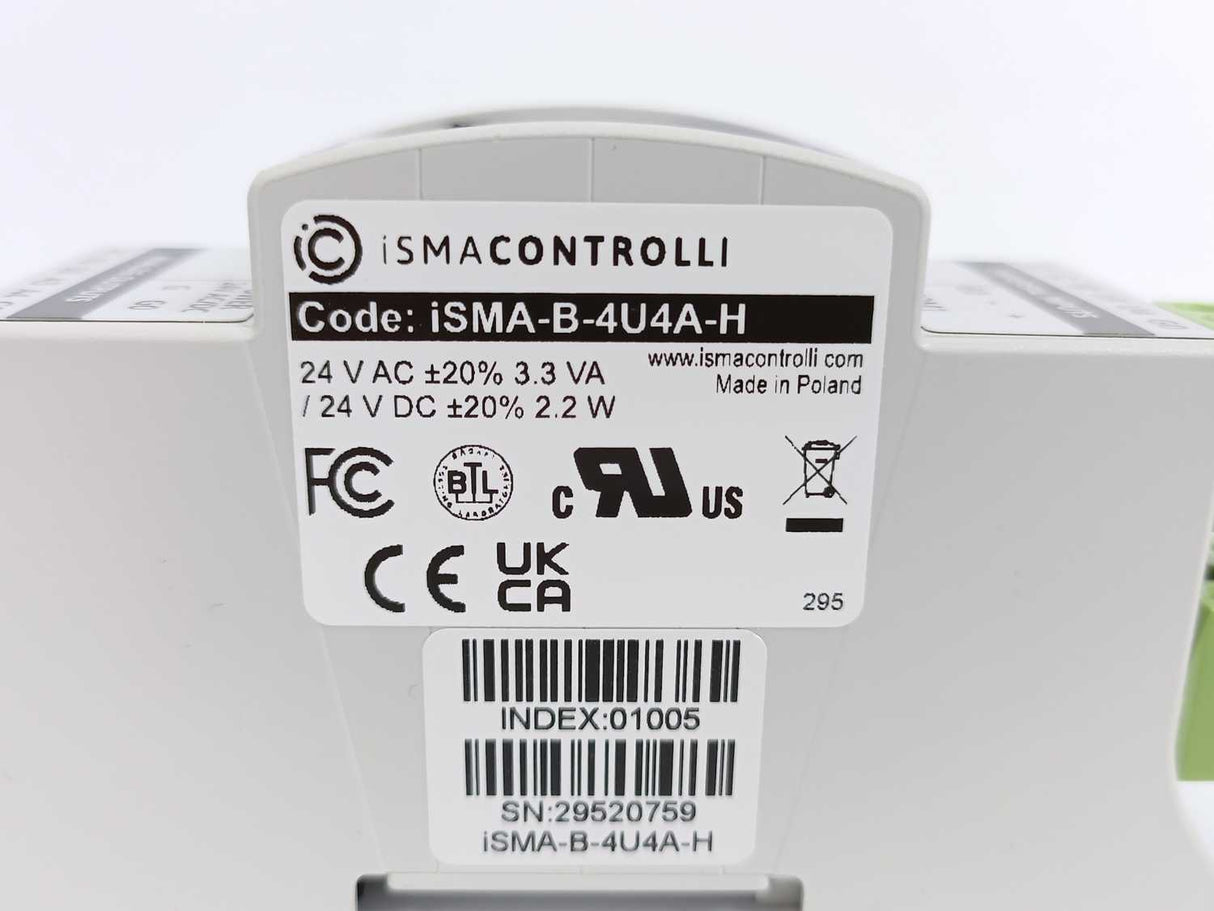 iSMA iSMA-B-4U4A-H Multiprotocol I/O Module w/ 4 Universal Inputs