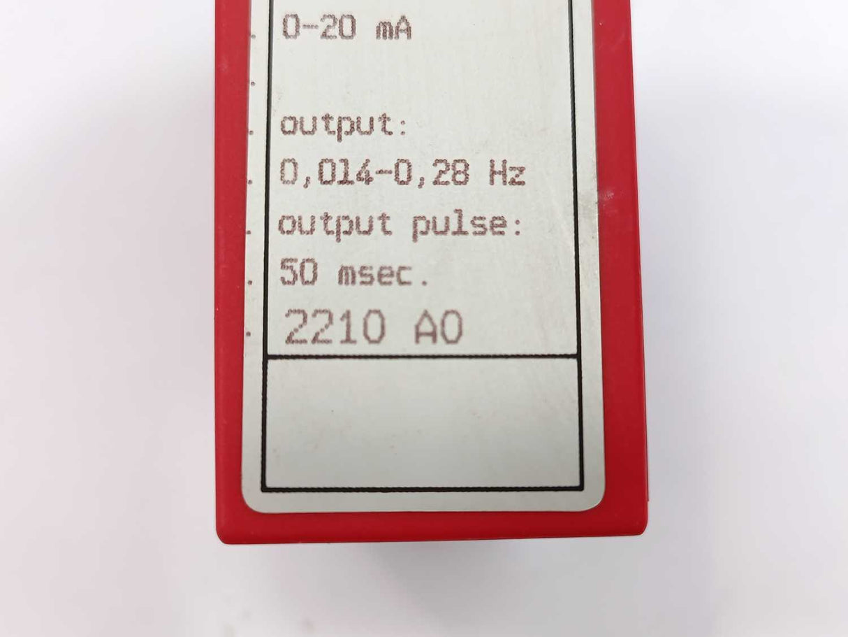 PR Electronics 2210 A0 I/f Converter, 0-20mA, 0,014-0,28Hz, 50msec.