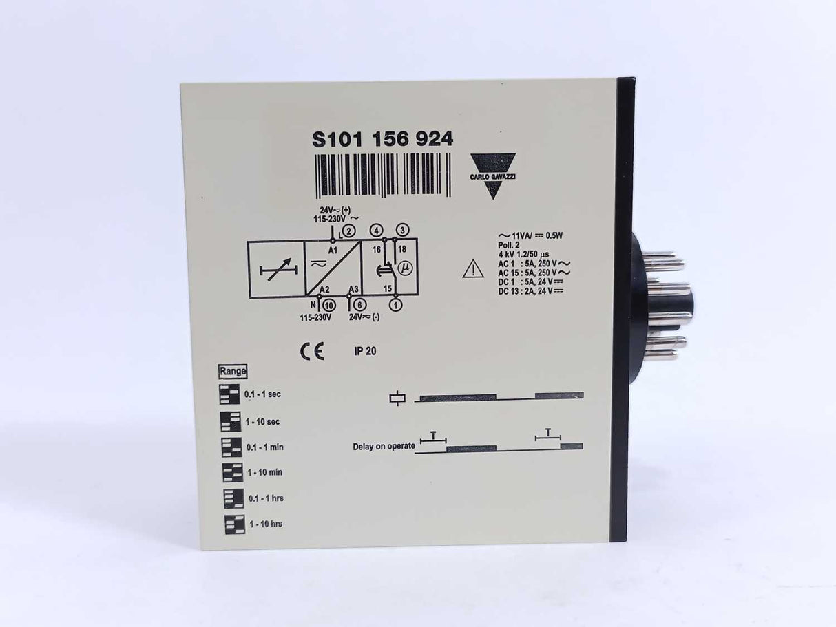 Carlo Gavazzi S101 156 924 Timer, 24V/115-230V, 50/60Hz