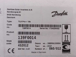 Danfoss 139F0014 Triple Lynx Pro+ 10K Solar Inverter