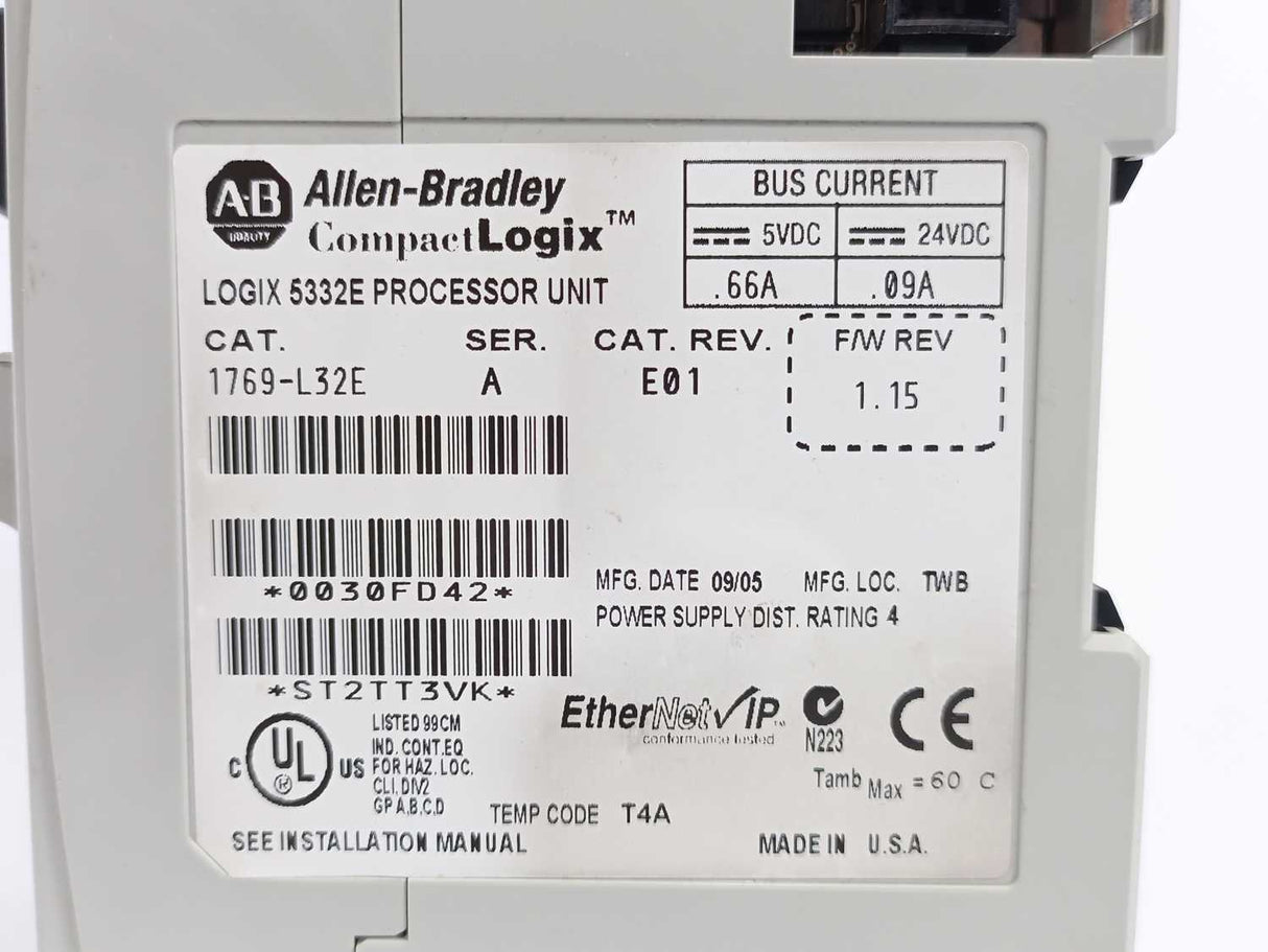AB 1769-L32E Ser. A; FW. 1.15 CompactLogix 750KB Controller