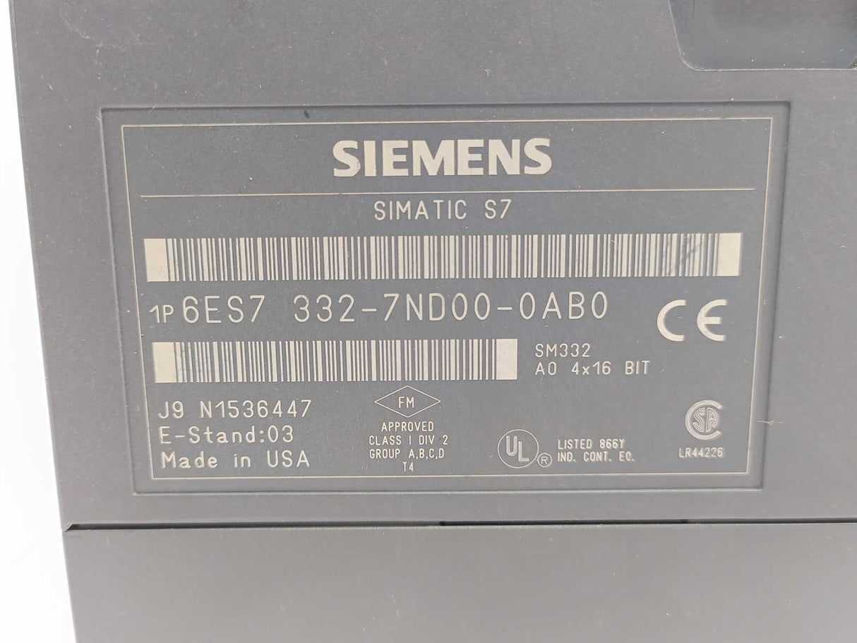 Siemens 6ES7 332-7ND00-0AB0 Simatic S 7 SM332 Analog Output Ver. 03