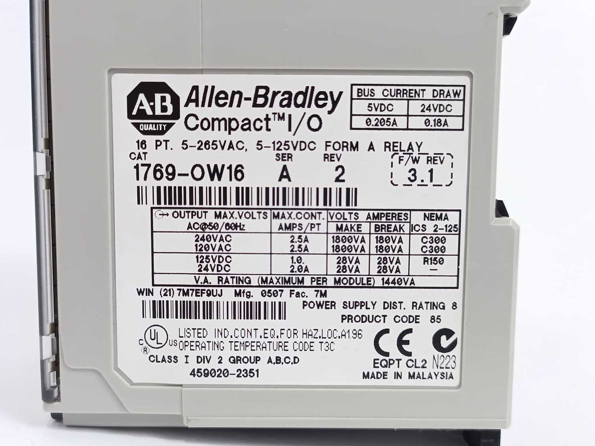 AB 1769-OW16 Ser. A Rev. 2 CompactLogix 16 Pt D/O Relay Module