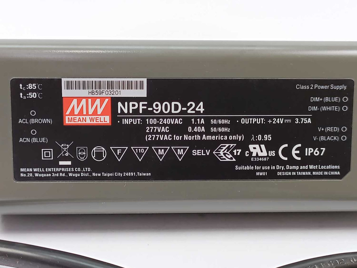 Mean Well NPF-90D-24 AC-DC Single output LED driver 24VDC, 3.75A