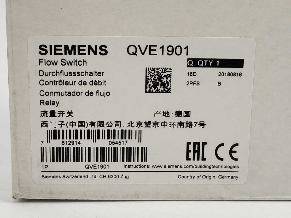 Siemens QVE1901 Flow switch for use in hydraulic systems