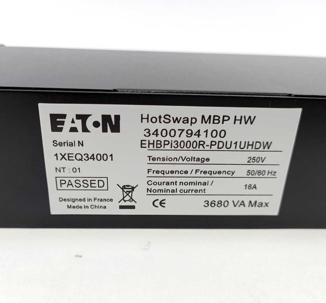 Eaton 3400794100 EHBPi3000R-PDU1UHDW, MBP HW HotSwap
