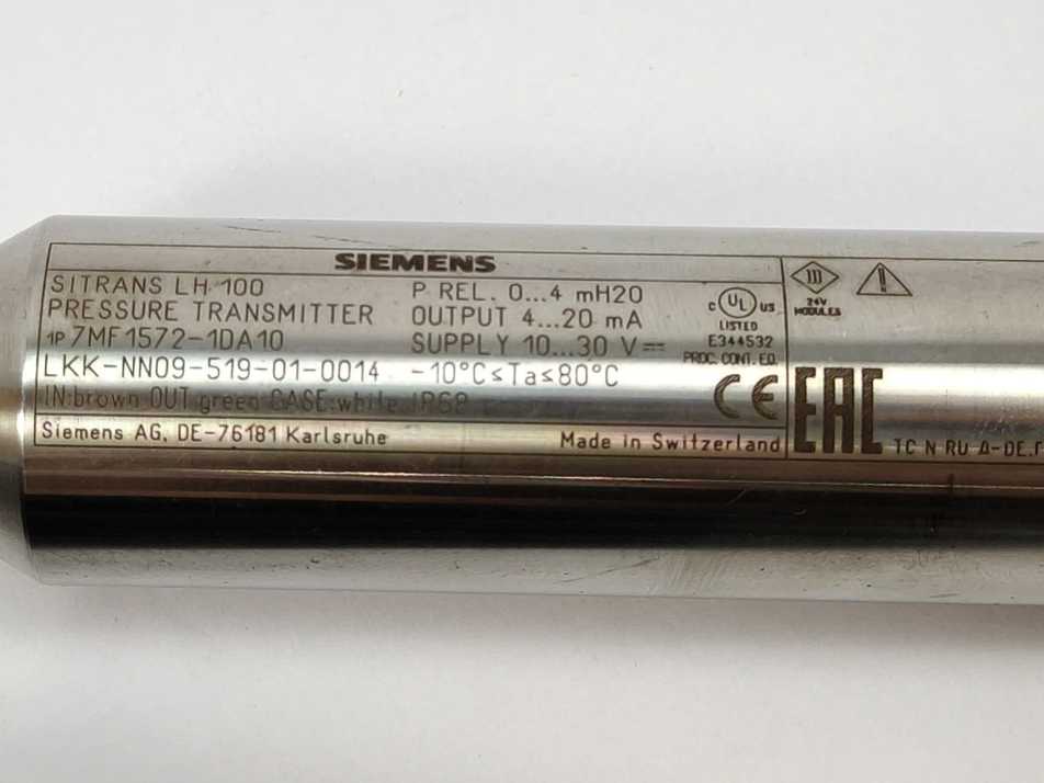 Siemens 7MF1572-1DA10 SITRANS LH100 Pressure Transmitters 0...4mH20