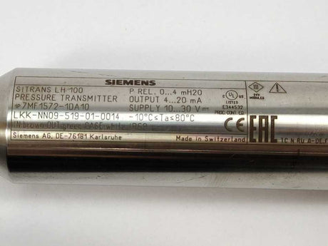 Siemens 7MF1572-1DA10 SITRANS LH100 Pressure Transmitters 0...4mH20