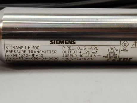 Siemens 7MF1572-1FA10 SITRANS LH100 Pressure Transmitters 0 - 6 mH2O