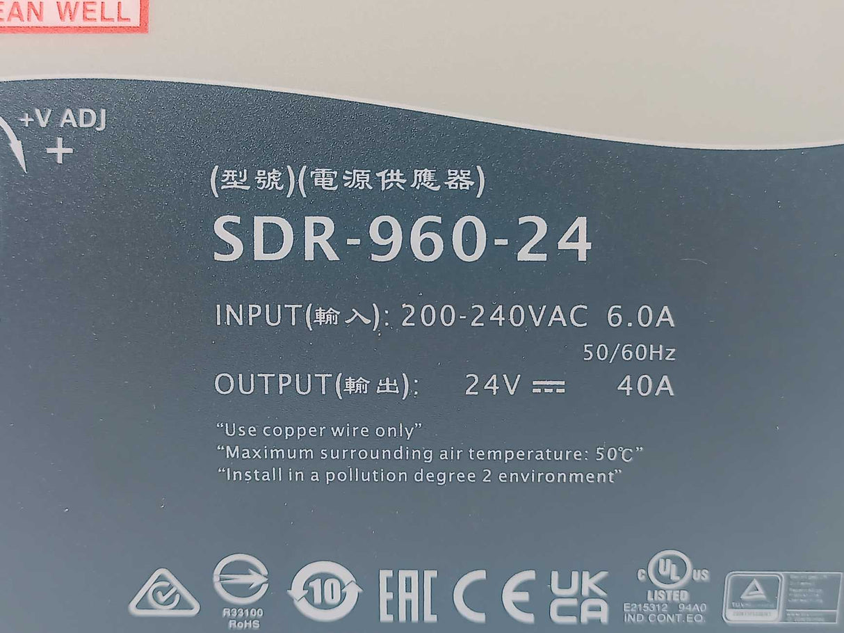 Mean Well SDR-960-24 AC-DC Industrial DIN rail power supply 24V 40A