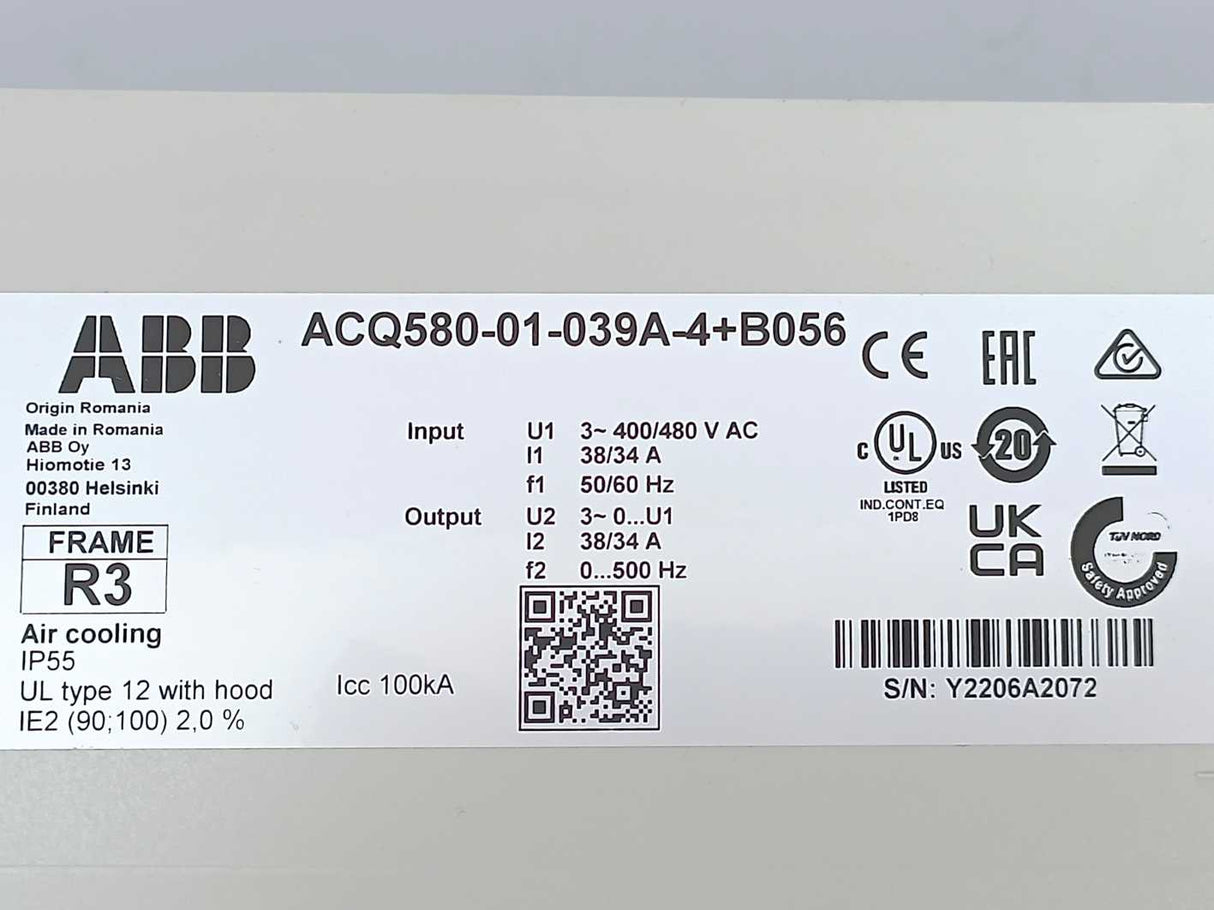 ABB 3AXD50000039047 LV Drive  18,5kW ACQ580-01-039A-4+B056