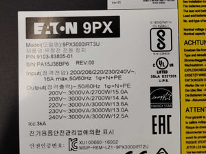 Eaton 9PX3000IRT3U Eaton 9PX UPS, 3000 VA, 3000 W, Input: C20, EU-only