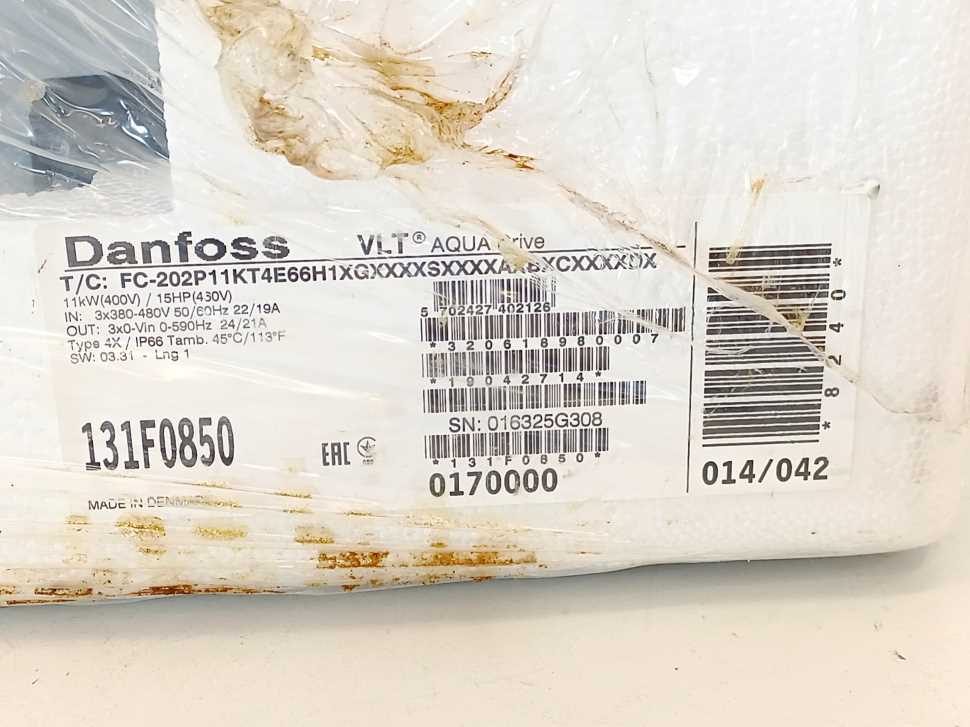 Danfoss 131F0850 Frequency converter, FC-202P11KT4E66H1XGX 11 KW / 15 HP,